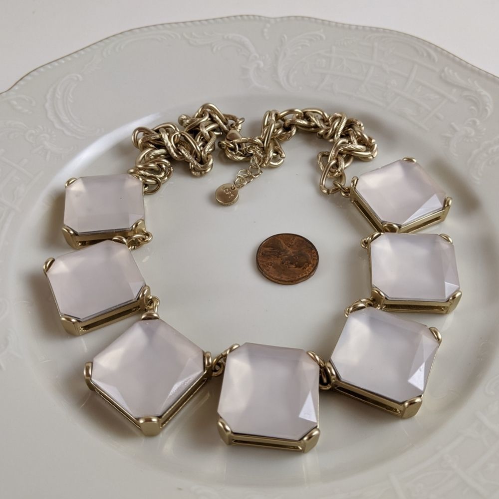 Loft Clear Square Gold Tone Statement Necklace - image 5